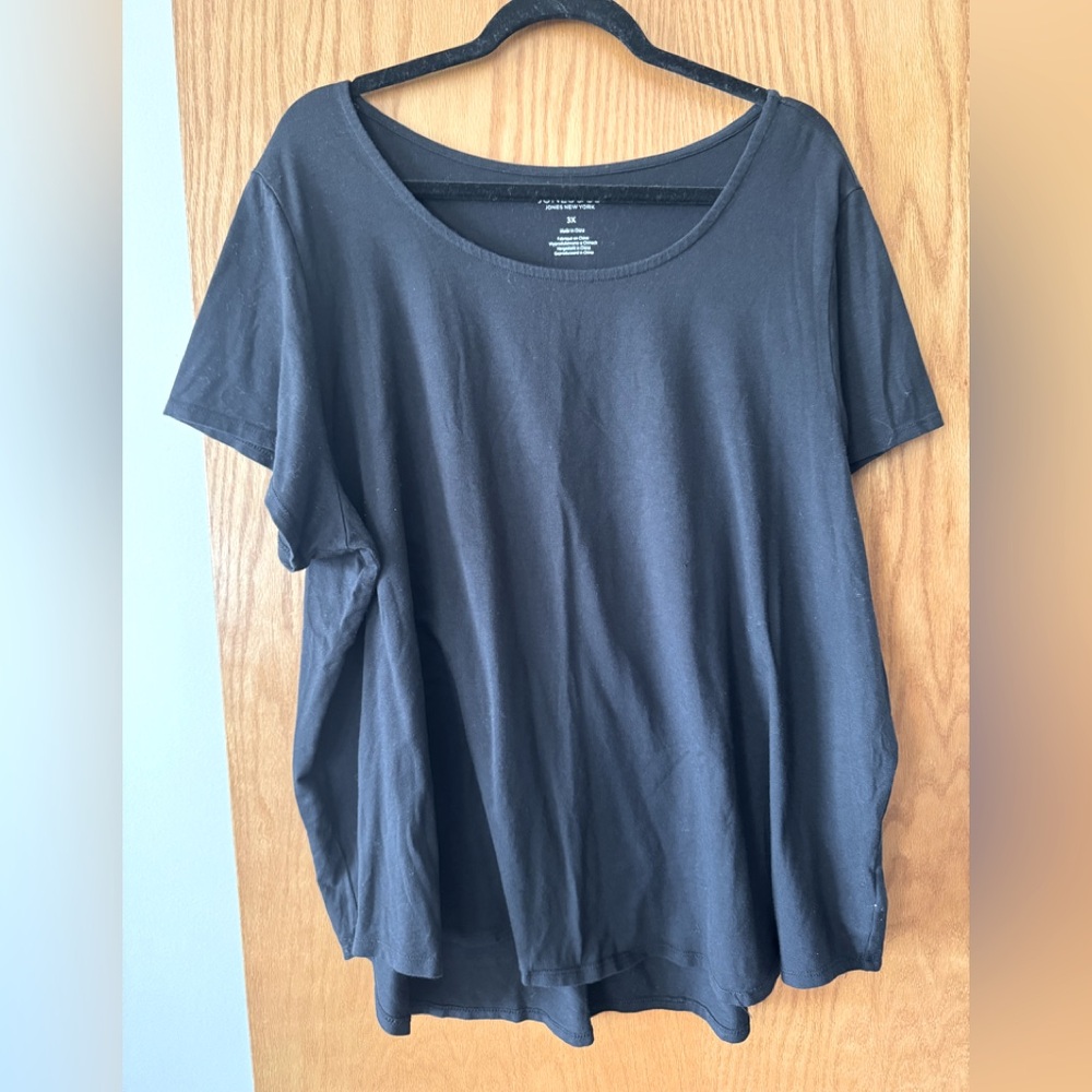 Jones New York Black Relaxed Boxy Short Sleeve T-Shirt